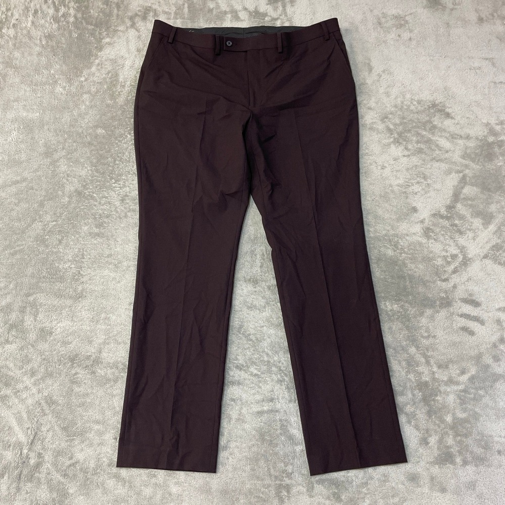NWT DKNY Duran Dress Pants Men's 39x32 Dark Berry Red Polyester blend